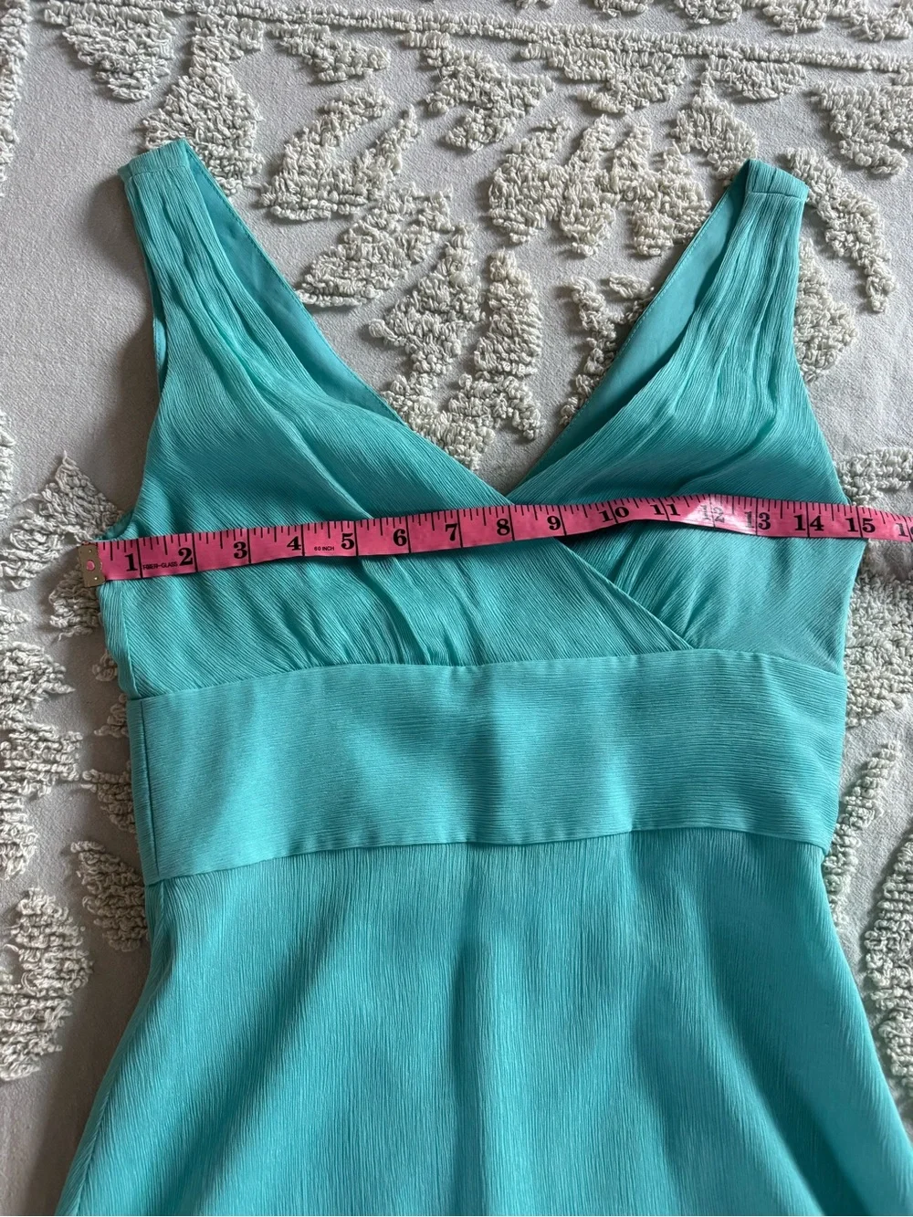 J.Crew Sophia Silk Chiffon Turquoise Aqua V-Neck Midi Dress Size 2